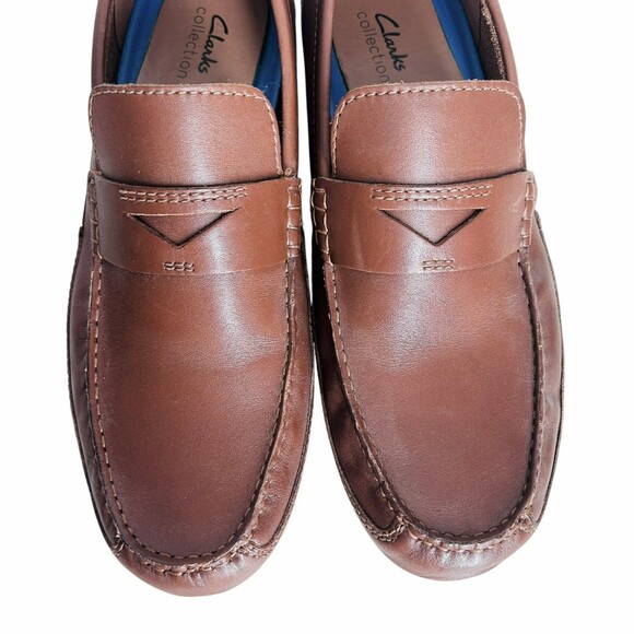 Clarks Collection Mens Shoes Size 11 Brown Leather Driving Loafers NICE Current - Picture 3 of 10